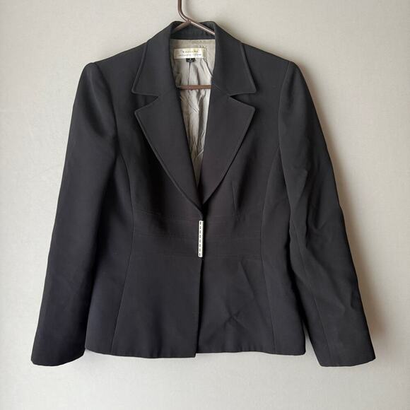Tahari sz 8 black snap button work career blazer Jacket - Picture 1 of 9